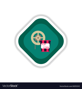 Paper sticker on white background popcorn cinema vector image Paper sticker on white background popcorn cinema vector image
