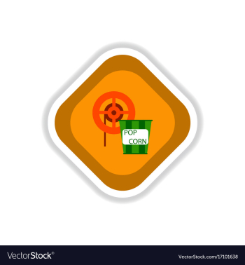 Paper sticker on white background popcorn cinema vector image Paper sticker on white background popcorn cinema vector image