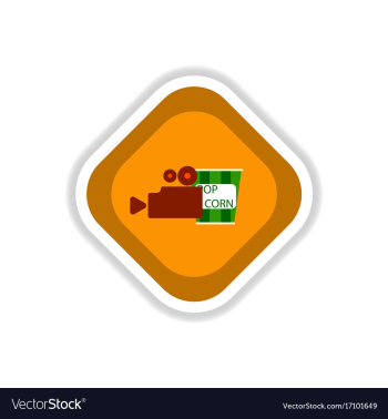 Paper sticker on white background popcorn cinema vector image Paper sticker on white background popcorn cinema vector image