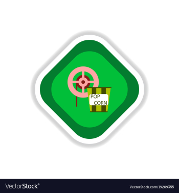 Paper sticker on white background popcorn cinema vector image Paper sticker on white background popcorn cinema vector image