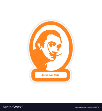 Paper sticker on white background Salvador Dali vector image Paper sticker on white background Salvador Dali vector image