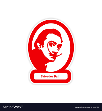 Paper sticker on white background Salvador Dali vector image Paper sticker on white background Salvador Dali vector image