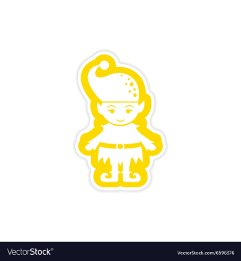Paper sticker on white background Santa elves vector image Paper sticker on white background Santa elves vector image