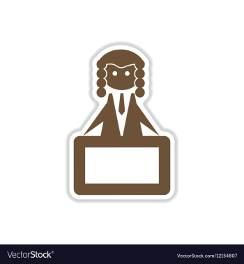 Paper sticker on white background tribune judge vector image Paper sticker on white background tribune judge vector image
