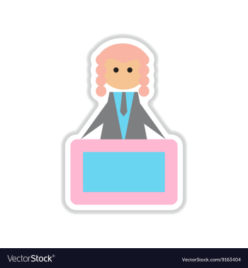 Paper sticker on white background tribune judge vector image Paper sticker on white background tribune judge vector image