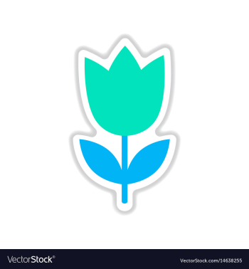 Paper sticker on white background tulip blooms vector image Paper sticker on white background tulip blooms vector image