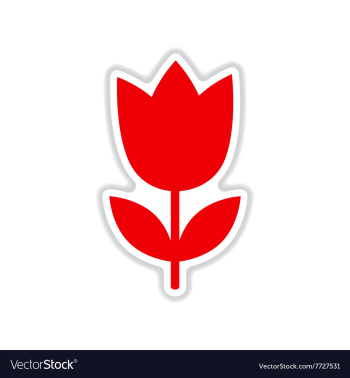 Paper sticker on white background tulip blooms vector image Paper sticker on white background tulip blooms vector image