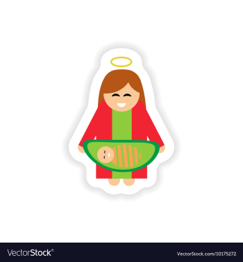 Paper sticker on white background Virgin Mary and vector image