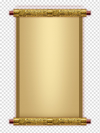 Paper Volume Parchment, Reel gold frame, gold blank scroll transparent background PNG clipart