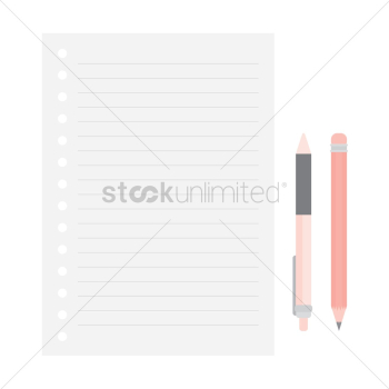 Paper with pen and pencil