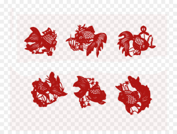 Papercutting Carassius auratus Chinese paper cutting Chinese folk art - Goldfish Silhouette 