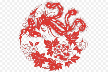 Papercutting Fenghuang Chinese paper cutting Chinese New Year Clip art - Phoenix grilles 