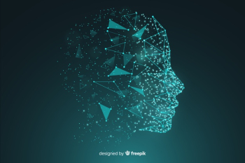 Particle artificial inteligence face background Free Vector Particle artificial inteligence face background Free Vector