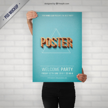 Party poster mockup in retro style Party poster mockup in retro style