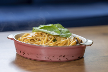 Pasta With Basil Leaves on Top Pasta With Basil Leaves on Top