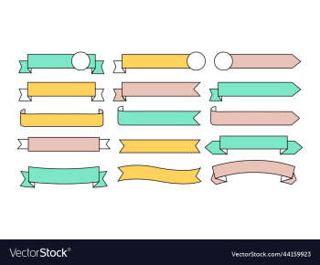 pastel ribbon set flat design label icon