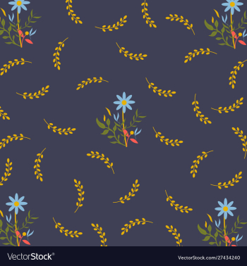 Pattern floral on navy blue background 02 vector image Pattern floral on navy blue background 02 vector image