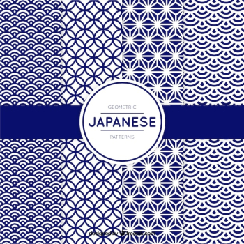 Pattern of blue geometric shapes in japanese style