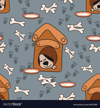 Pattern with a dog and a bone vector image Pattern with a dog and a bone vector image