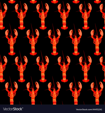 pattern with lobsters on black background pattern with lobsters on black background