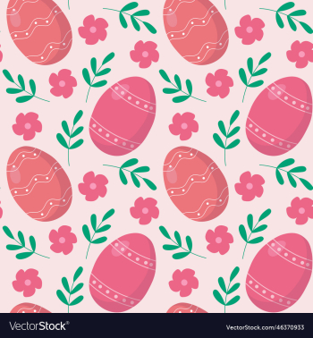 pattern with pink easter eggs flowers brunches