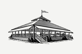 Pavilion drawing, vintage illustration psd. | Free PSD - rawpixel