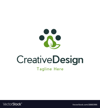 Paw pet green leaf creative logo design vector image Paw pet green leaf creative logo design vector image