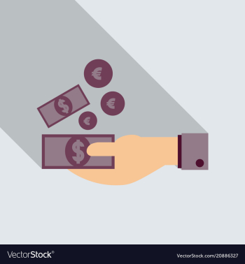Payment hand cash icon in flat style with shadow vector image