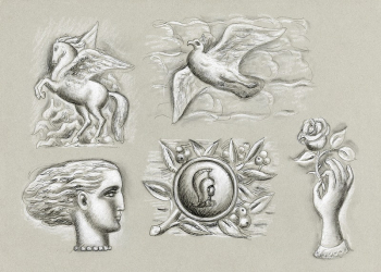 Pegasus, dove, woman's head, heraldry | Free Photo Illustration - rawpixel