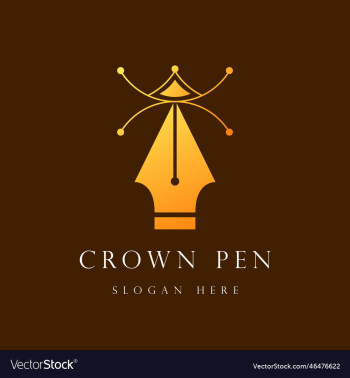pen and crown combination logo design author logo pen and crown combination logo design author logo
