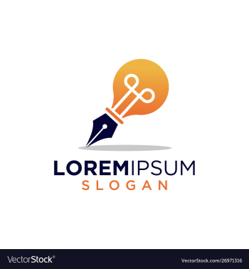 Pen bulb idea logo vector image