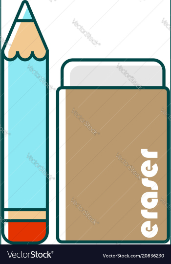 Pencil and eraser vector image Pencil and eraser vector image