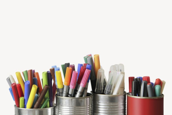 Pencil cups, stationery border, colorful | Free PSD - rawpixel