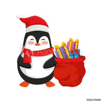 penguin and bag with gifts of merry christmas design penguin and bag with gifts of merry christmas design