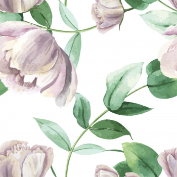 Peony flowers watercolor pattern seamless floral botanical watercolour style vintage textile Free Vector