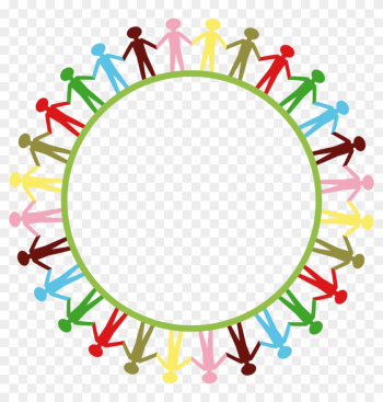 People Around Circle Holding Hands Clip Art - We Are Big Family