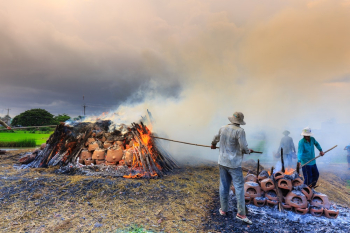 People Burning Clay Pots People Burning Clay Pots
