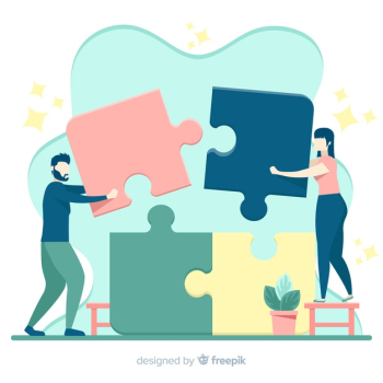 People connecting puzzle pieces Free Vector People connecting puzzle pieces Free Vector
