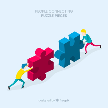 People connecting puzzle pieces Free Vector People connecting puzzle pieces Free Vector