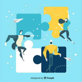 People connecting puzzle pieces Free Vector People connecting puzzle pieces Free Vector