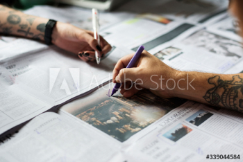 People Hands Checking Newspaper Working People Hands Checking Newspaper Working