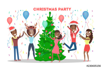 People have fun on the office christmas party People have fun on the office christmas party