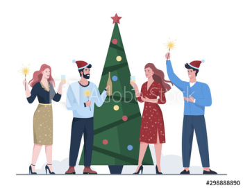 People have fun on the office christmas party People have fun on the office christmas party