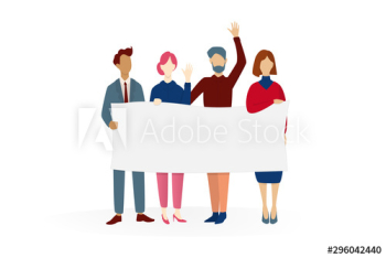 People hold banner People hold banner