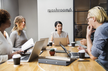 People in a Mashroom 6 Engaging in a Meeting