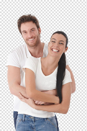 People , man and woman wearing white shirts transparent background PNG clipart