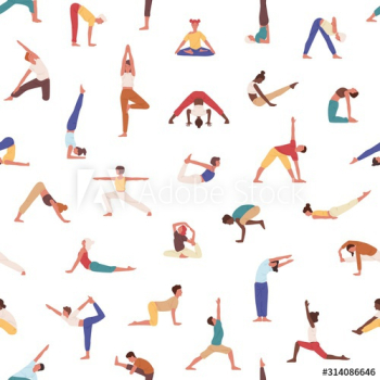 People practicing yoga vector seamless pattern People practicing yoga vector seamless pattern