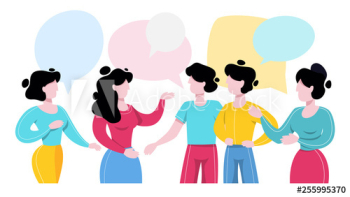 People talk using speech bubble People talk using speech bubble