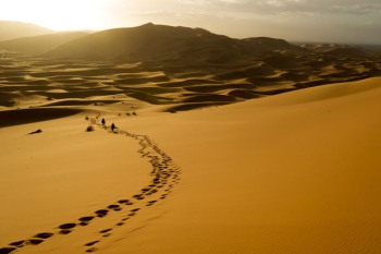 people walking on desert during sunset people walking on desert during sunset