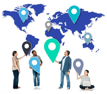 People with world map and pushpin icons | Free stock photo - 470165